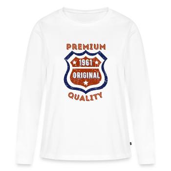 Qualité premium 1961 - T-shirt manches longues Premium bio Femme - blanc - Devant - Julia (174cm)