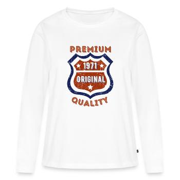 Qualité premium 1971 - T-shirt manches longues Premium bio Femme - blanc - Devant - Julia (174cm)
