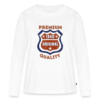 Qualité premium 1940 - T-shirt manches longues Premium bio Femme - blanc - Devant - Julia (174cm)