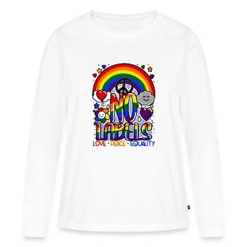 Aucun Labels Design Arc-en-ciel LGBT & Egalité - T-shirt manches longues Premium bio Femme - blanc - Devant - Julia (174cm)
