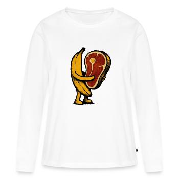 Banane à la viande - T-shirt manches longues Premium bio Femme - blanc - Devant - Julia (174cm)