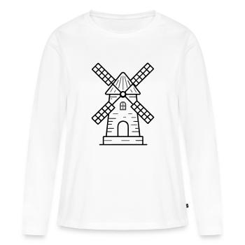 Icône du moulin à vent - T-shirt manches longues Premium bio Femme - blanc - Devant - Julia (174cm)