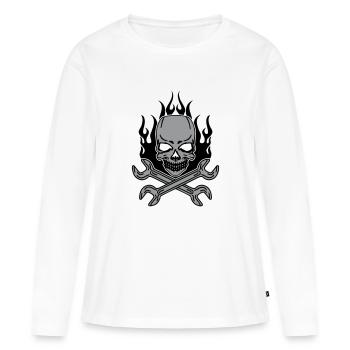 Tuning Skull - T-shirt manches longues Premium bio Femme - blanc - Devant - Julia (174cm)