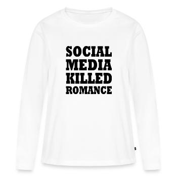 social media killed romance - T-shirt manches longues Premium bio Femme - blanc - Devant - Julia (174cm)