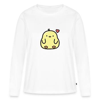 Poussin - T-shirt manches longues Premium bio Femme - blanc - Devant - Julia (174cm)