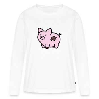 Mignon petit cochon - T-shirt manches longues Premium bio Femme - blanc - Devant - Julia (174cm)