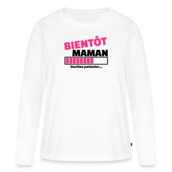 bientôt maman - T-shirt manches longues Premium bio Femme - blanc - Devant - Julia (174cm)