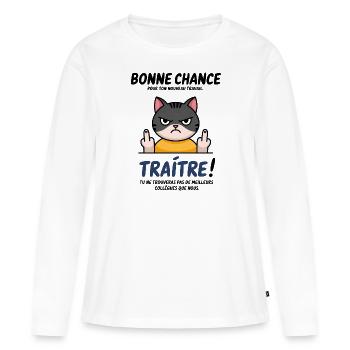 Bonne Chance Traître - T-shirt manches longues Premium bio Femme - blanc - Devant - Julia (174cm)