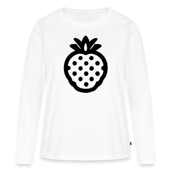 Erdbeere - Frauen Premium Bio Langarmshirt - Weiß - Vorne - Julia (174cm)