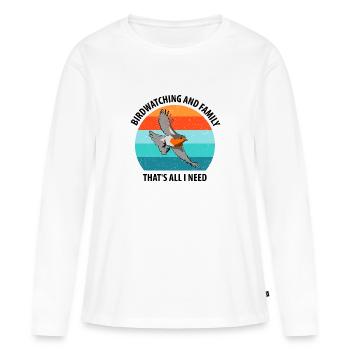 Observation des oiseaux Observation des oiseaux Observation des oiseaux - T-shirt manches longues Premium bio Femme - blanc - Devant - Julia (174cm)