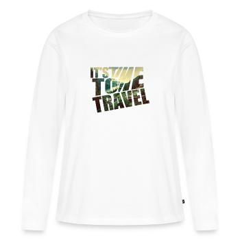 it's time to travel - T-shirt manches longues Premium bio Femme - blanc - Devant - Julia (174cm)
