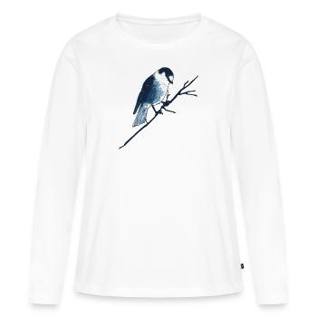 Moineau sur branche - T-shirt manches longues Premium bio Femme - blanc - Devant - Julia (174cm)