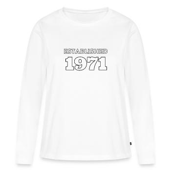 Established 1971 - Feier dein Geburtsjahr - Frauen Premium Bio Langarmshirt - Weiß - Vorne - Julia (174cm)