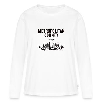 Cadeau Skyline du comté métropolitain de Manchester - T-shirt manches longues Premium bio Femme - blanc - Devant - Julia (174cm)