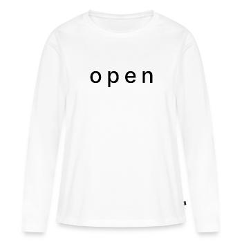open - Frauen Premium Bio Langarmshirt - Weiß - Vorne - Julia (174cm)