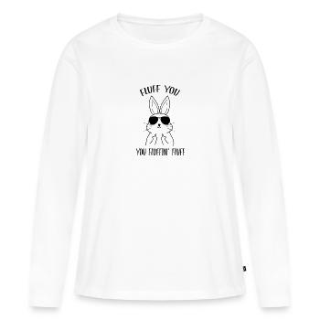 FLUFF YOU Lustiges Kaninchen zeigt Mittelfinger - Frauen Premium Bio Langarmshirt - Weiß - Vorne - Julia (174cm)