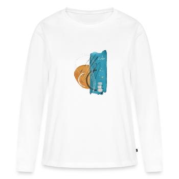 Art zen calme #zen #moderne - T-shirt manches longues Premium bio Femme - blanc - Devant - Julia (174cm)