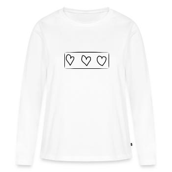 Three Hearts Heart Rectangle - Women's Premium Organic Long Sleeve Shirt - white - Front - Julia (174cm)