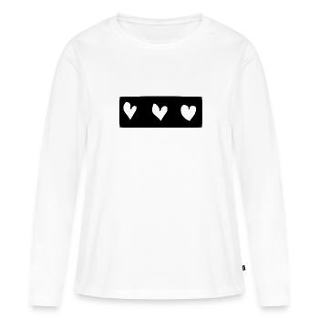 Trois Coeurs Coeur Rectangle Forme D’amour - T-shirt manches longues Premium bio Femme - blanc - Devant - Julia (174cm)