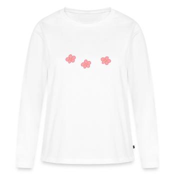 Trois fleurs fleur plante fleur rose fleur - T-shirt manches longues Premium bio Femme - blanc - Devant - Julia (174cm)