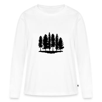 Wald, Bäume, Baum - Frauen Premium Bio Langarmshirt - Weiß - Vorne - Julia (174cm)