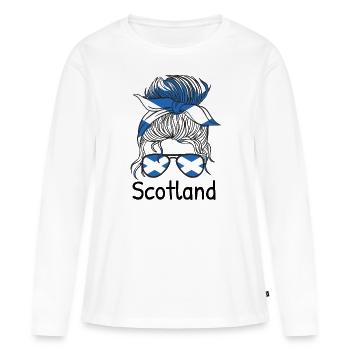 Schottland Flagge Schottische Fahne Alba GB UK - Frauen Premium Bio Langarmshirt - Weiß - Vorne - Julia (174cm)