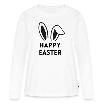 Joyeuses Pâques - avec des oreilles de lapin - T-shirt manches longues Premium bio Femme - blanc - Devant - Julia (174cm)