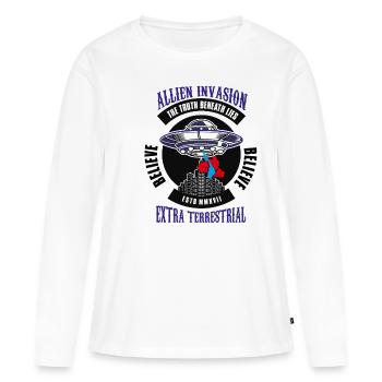 alien invasion the truth beneath lies - Women's Premium Organic Long Sleeve Shirt - white - Front - Julia (174cm)