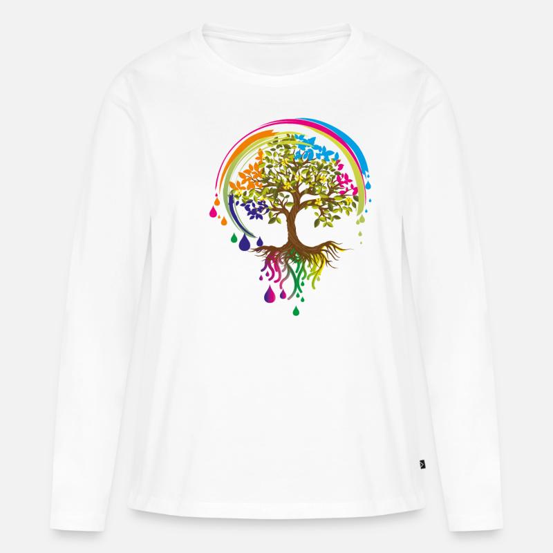 colourful tree - Women's Premium Organic Long Sleeve Shirt - white