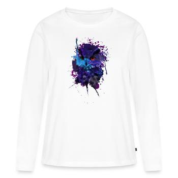 Eule - Frauen Premium Bio Langarmshirt - Weiß - Vorne - Julia (174cm)