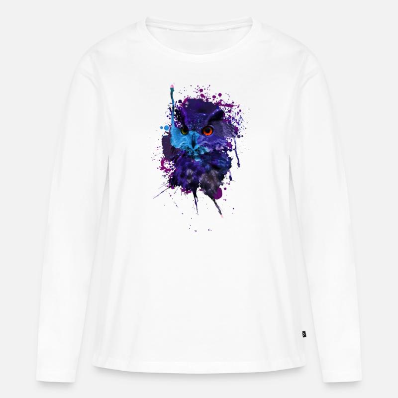 Eule - Frauen Premium Bio Langarmshirt - Weiß