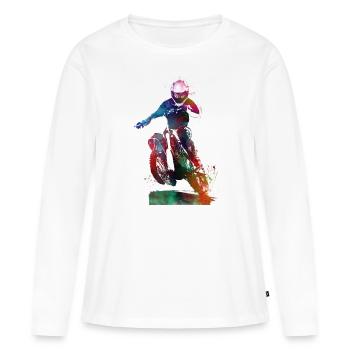 #motor #sport de course automobile - T-shirt manches longues Premium bio Femme - blanc - Devant - Julia (174cm)