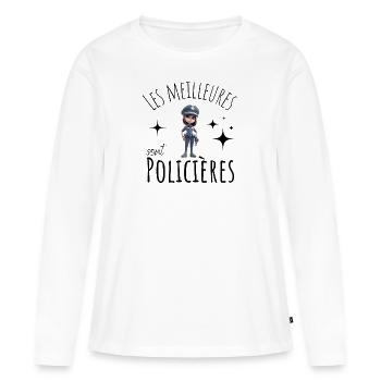 Style Policier: Les meilleures sont policières. - T-shirt manches longues Premium bio Femme - blanc - Devant - Julia (174cm)