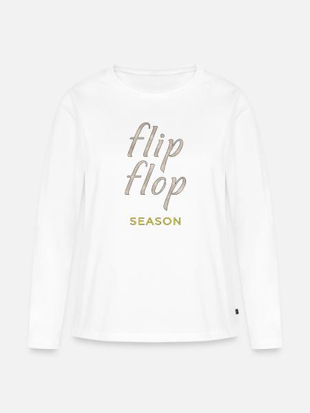 Flip Flop Saison - Frauen Premium Bio Langarmshirt - Weiß