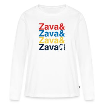Ted Lasso Écriture Zava En Couleurs - T-shirt manches longues Premium bio Femme - blanc - Devant - Julia (174cm)