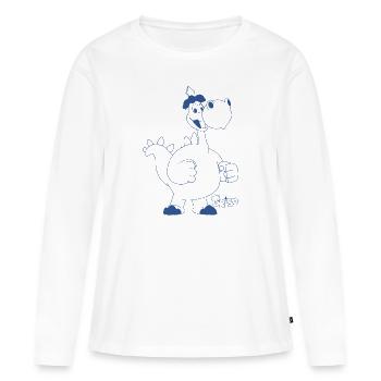 Grisu Der Kleine Drache Papa Fumé Mit Blauem Logo - Frauen Premium Bio Langarmshirt - Weiß - Vorne - Julia (174cm)