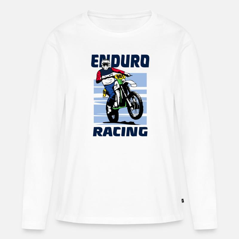 Enduro - Frauen Premium Bio Langarmshirt - Weiß
