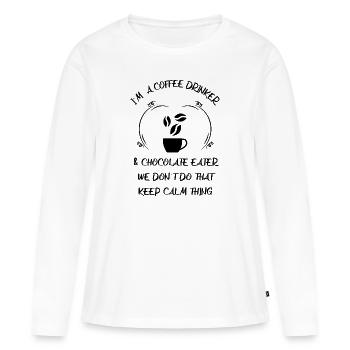 Café, expresso, café et chocolat - T-shirt manches longues Premium bio Femme - blanc - Devant - Julia (174cm)