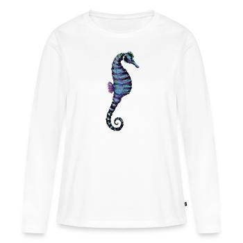 Hippocampe - T-shirt manches longues Premium bio Femme - blanc - Devant - Julia (174cm)