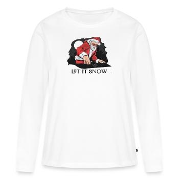 Let it Snow Cocaine Funny Gif Idea Santa Ugly Xmas - T-shirt manches longues Premium bio Femme - blanc - Devant - Julia (174cm)