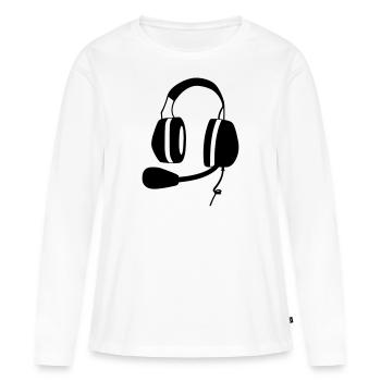 headset Flugzeug Pilot Flieger Ultaleichtflugzeug - Frauen Premium Bio Langarmshirt - Weiß - Vorne - Julia (174cm)
