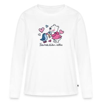 Friends share everything - Women's Premium Organic Long Sleeve Shirt - white - Front - Julia (174cm)