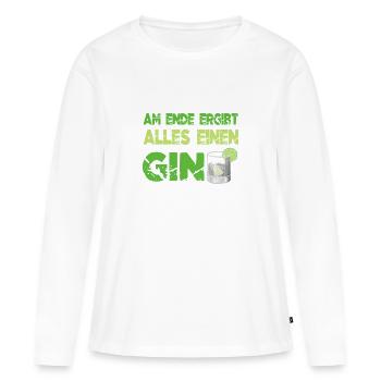 Gin - Frauen Premium Bio Langarmshirt - Weiß - Vorne - Julia (174cm)
