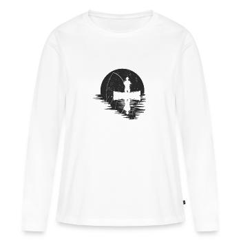 Pêcheur de pleine lune - T-shirt manches longues Premium bio Femme - blanc - Devant - Julia (174cm)