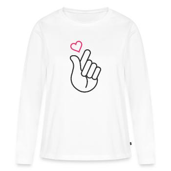 K-Pop - T-shirt manches longues Premium bio Femme - blanc - Devant - Julia (174cm)