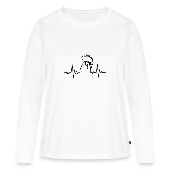 Battement de coeur de poulet - T-shirt manches longues Premium bio Femme - blanc - Devant - Julia (174cm)