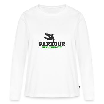 Parkour - T-shirt manches longues Premium bio Femme - blanc - Devant - Julia (174cm)