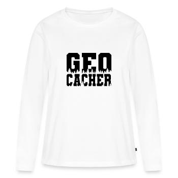 Geocaching - T-shirt manches longues Premium bio Femme - blanc - Devant - Julia (174cm)