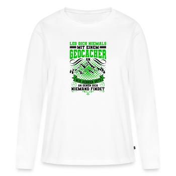 Geocaching - Frauen Premium Bio Langarmshirt - Weiß - Vorne - Julia (174cm)