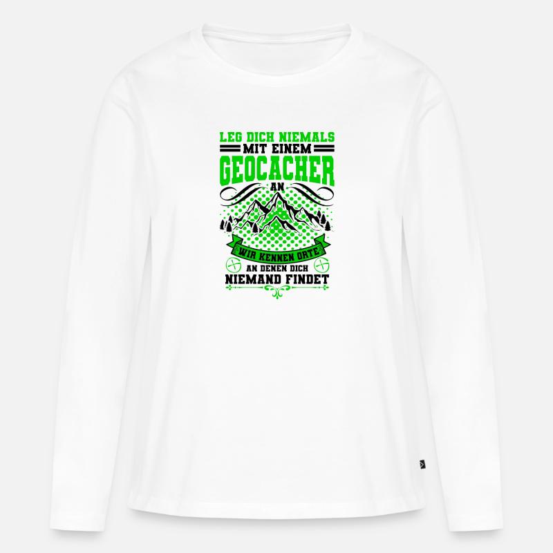 Geocaching - Frauen Premium Bio Langarmshirt - Weiß